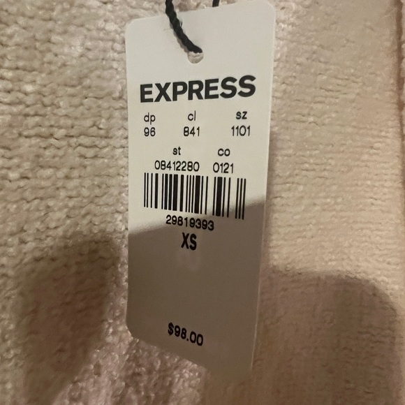 Express Sweater & Legging hi waist cream white fuzzy matching set duster NWT - Picture 6 of 8